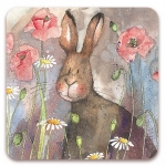 Podložka Hare and poppies 10*10 cm
