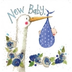 Přání k narození dítěte - Blue stork