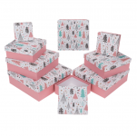 Krabice dárkové Růžové - set 8 ks
