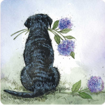 Podložka Labrador and Hydrangea, 10*10 cm