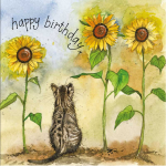 Přání Cat and Sunflowers